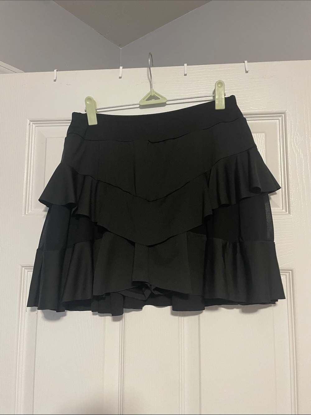 Amazon Black Tiered Ruffle Mini Skirt